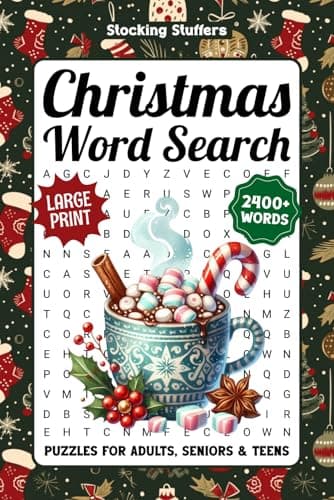 Christmas Word Search Puzzles For Adults Large Print: 2400+ Winter Holiday Themed Words To Find, Fun White Elephant Gifts And Stocking Stuffers For Seniors, Men & Women