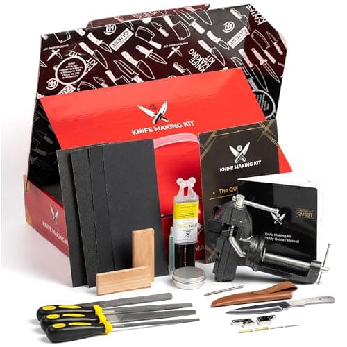 Knife Making Kit DIY Gift for Men - Gift Set, Complete Tools, & Accessories to Make Knife, Stainless Steel Bushcraft Blade, Beginners Guide, Husband Boyfriend Dad Handwork Hobbies, Gift for Him