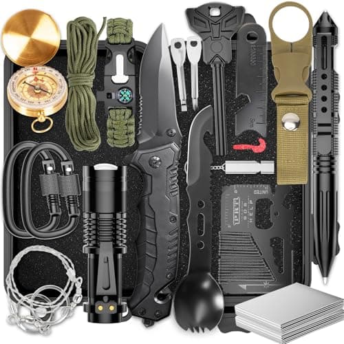 Survival Kits, Hiking and Camping Essentials, Emergency Survival Gear, Gifts for Men, Gifts for Dad, Husband, Teenagers, Cool Fishing and Hunting Gadgets, Christmas and Birthday Gifts