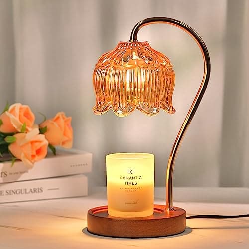 Funistree Flower Candle Warmer Lamp with Timer, Dimmable Candle Lamp Warmer, Christmas Birthday Gift for Women Mom, House Warming for New Home Decor, Lotus Wax Melt Warmer for Jar Candles