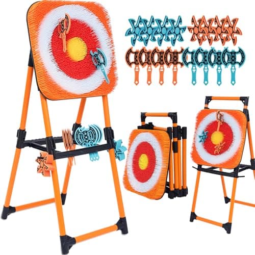 ZoLLa Axe Throwing Game for Backyard - 8 Throwing Axe & 8 Throwing Stars,24" Target,Foldable Stand,Yard & Outdoor Games for Adults and Family