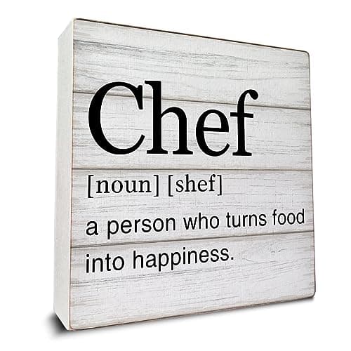 Chef Gift for Men Women Chef Definition Quotes Wooden Box Sign Desk Decorative Wooden Sign Home Kitchen Decor for Desk Table Shelf 5 x 5 Inches