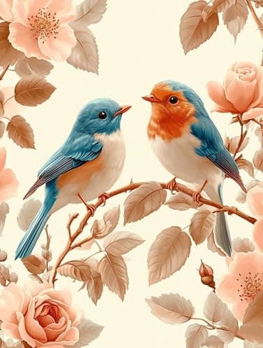 Diamond Painting Bird Diamond Art Kits Adults Flower, Diamond Art Painting for Beginners, 5D DIY Round Full Drill Rhinestones Gem Crafts Kits for Adults for Home Wall Decor, Gift 60X80CM, Model 789