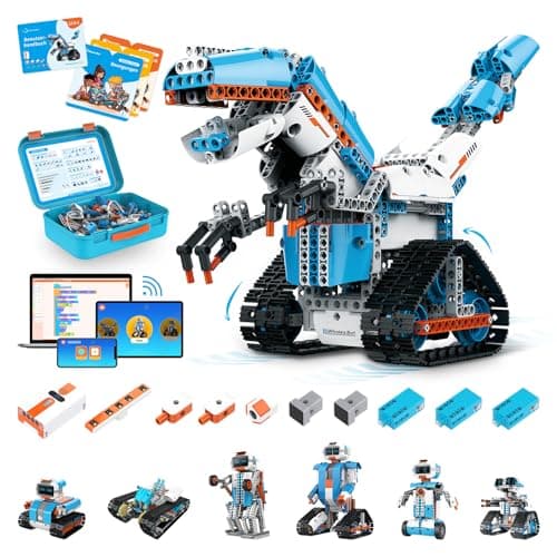 WhalesBot E7 Pro Coding & Remote Control Robot Kit for Kids 8+, Scratch & Modular Programming, Educational Engineering Science Toy Set with Smart Controller/Sensors/Motors for Kids Ages 8-12, 12-16