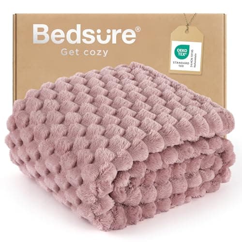 Bedsure Pink Throw Blanket for Couch - 350GSM Soft Cozy Throw Blankets for Bed Home Room Decor, GentleSoft Cute Fleece Birthday Gifts for Women Girls, 50x60 Inches