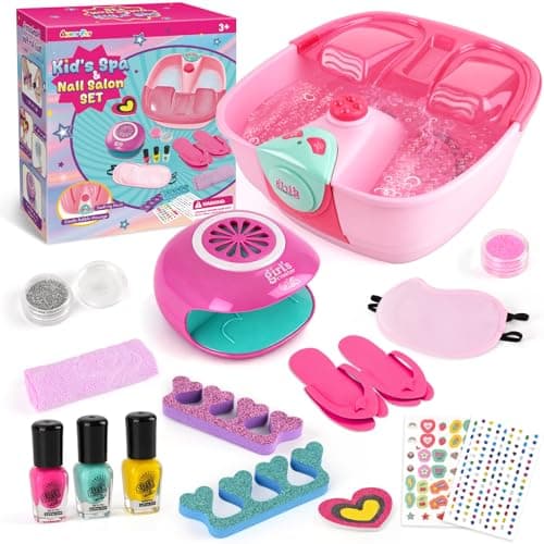 Auntyfey Kids Spa Day Kit For Girls, Spa Kit For Girls Ages 8-10-12, Kids Foot Spa Manicure Pedicure, Girls Pedicure Spa Kit For Kids With Kids Spa Set For Girls Christmas Birthday Gift