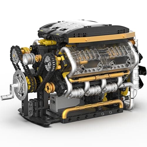 Karei V8 Engine Building Set, V8 Engine Model Kit That Run with Manual & Electric Dual Working Modes, V8 Building Motor Kit Runs 2 Directions and 2 Speeds, STEM Toys Gifts for 14+ and Adult (1065 PCS)