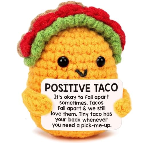 Positive Crochet Taco Christmas Birthday Gifts for Women Men Stocking Stuffers Basket Holiday Decor Son Mom Gift Dad Daughter Sister Friend Coworkers Self Care Gifts Emotional Inspirational Support
