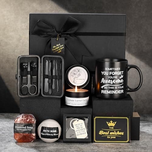 Gifts for Men,Self Care Gifts for Men, 7 Pcs Unique Gifts for Him Dad Boyfriend Husband Brother Friends, Perfect for Birthday Bath Set Spa Kit Bath and Body Self Care Grooming Relaxation Stress Relief