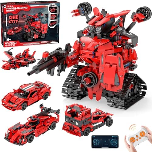 QHECTTY STEM Building Kits for Kids 6-14, 5in1 App & Remote Control STEM F1/Car/Robot Building Toys, Formula 1 Model Car Kits, 785 Pcs Robot Building Sets for Kids, Erector Sets Gifts for Boys Girls