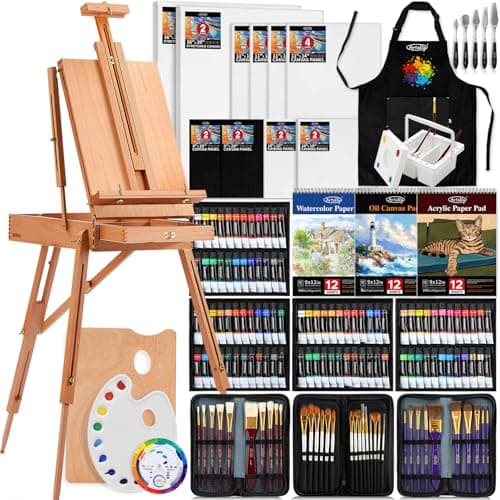 188Pcs All-in-One Art Painting Kit with French Easel, 96 Acrylic, Watercolor & Oil Paint Set, Complete Art Supplies Painting Set for Adults, Artists, Beginners
