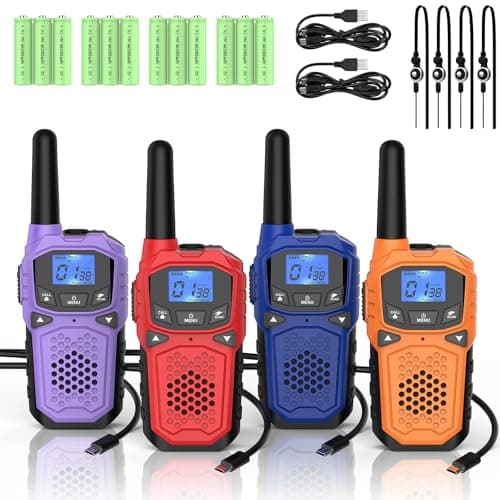 Walkie Talkies for Adults- WokTok Long Range 2 Way Radio for Camping Hiking Hand Held Hiking Accessories Camping Gear Xmas Birthday Gift for Kids,SOS Siren,NOAA Weather Alert,4 Radios