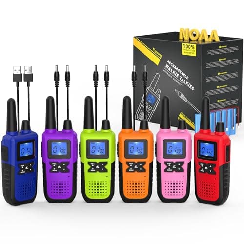 Topsung Walkie Talkies for Adults Long Range Rechargeable with NOAA Weather Alert, Multi-Purpose 2 Way Radios 6 Pack for Team Work Seniors Care Kids Adventure Family Camping Hiking Skiing Cruise