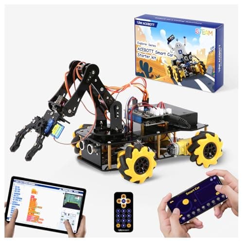 Robotics for Kids Ages 8-12, ACEBOTT Smart Robot Arm Car Kit with 5DOF, STEM Toys for Boys Age 8-12, ESP32 Arduino/Python Coding, App & Remote Control, STEM Gift for Teens & Adults