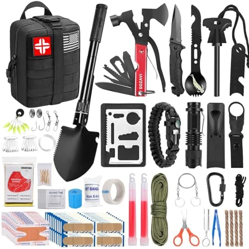 Survival Kits, Gift for Men Dad Husband, 142 in 1 First Aid Kit, Emergency Kits, Survival Gear and Equipment with Molle Pouch for Camping Hiking Outdoor