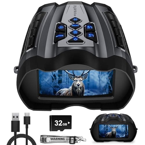 Night Vision Goggles,4K Night Vision Binoculars for Adult with 5000mAh Rechargeable Battery,16X Digital Zoom,3.5" HD Screen and 1000FT Viewing Range,32GB TF Card for Photo and Video,Ideal Gift for Men