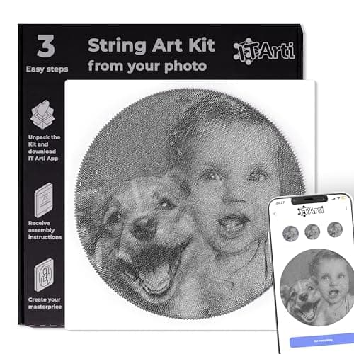 DIY String Art Kit from Your Photo - Personalized Christmas Gift - Holiday Craft Kit for Adults & Teens - Relaxing Handmade Wall Decor IT Arti-Create Personalized Art from You Photo Begginer-Friendly
