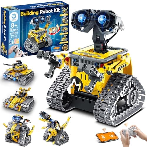 Sillbird Robot Building Kit with Remote Control Christmas STEM Gifts for Boys Age 8-13, Technic Coding Robotic Toys for Kids Birthday, Buildable 5in1 Models with 488 Pieces