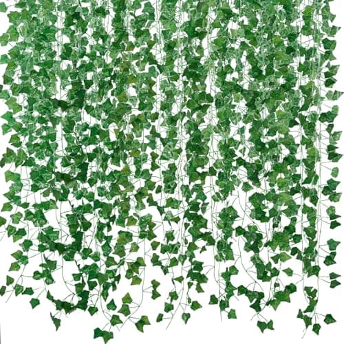 Freyalife Fake Vines for Room Decor(12 Pack 84 Feet) Aesthetic Artificial Plant Ivy Leaves Hanging Greenery Garlands for Home Bedroom Wall Wedding Christmas Party Office Patio Outdoor Garden Décor
