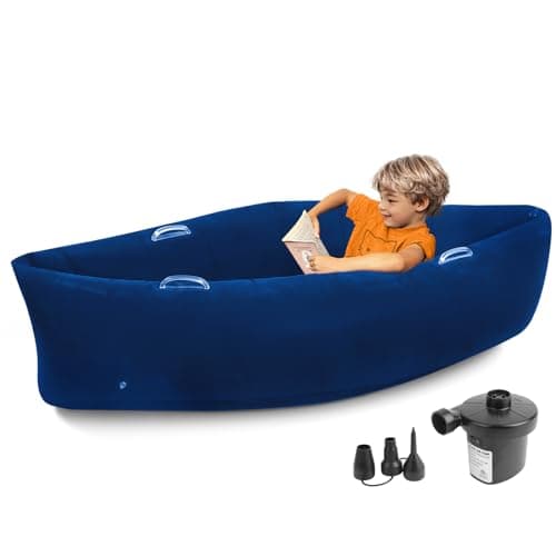 EKEPE Inflatable Sensory Chair for Kids, Sensory Toys for Autistic Children,60 inches Comfy Chair Sensory Pea pod with Pump - ADHD Chair Provide Sensory Input & Therapeutic Compression - Blue