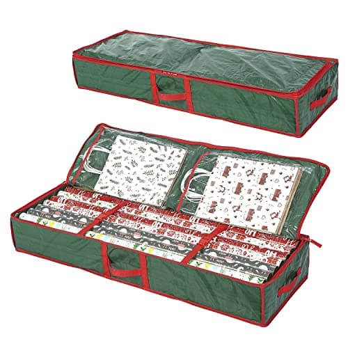 Sattiyrch Underbed Gift Wrap Organizer,Gift Wrapping Paper Storage Container,Holds up to 20 Rolls,41"W x 14"D x 5.5"H (Green)